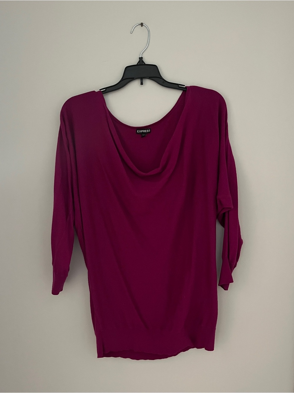Express Women's Magenta Cowl Neck Lightweight Sweater